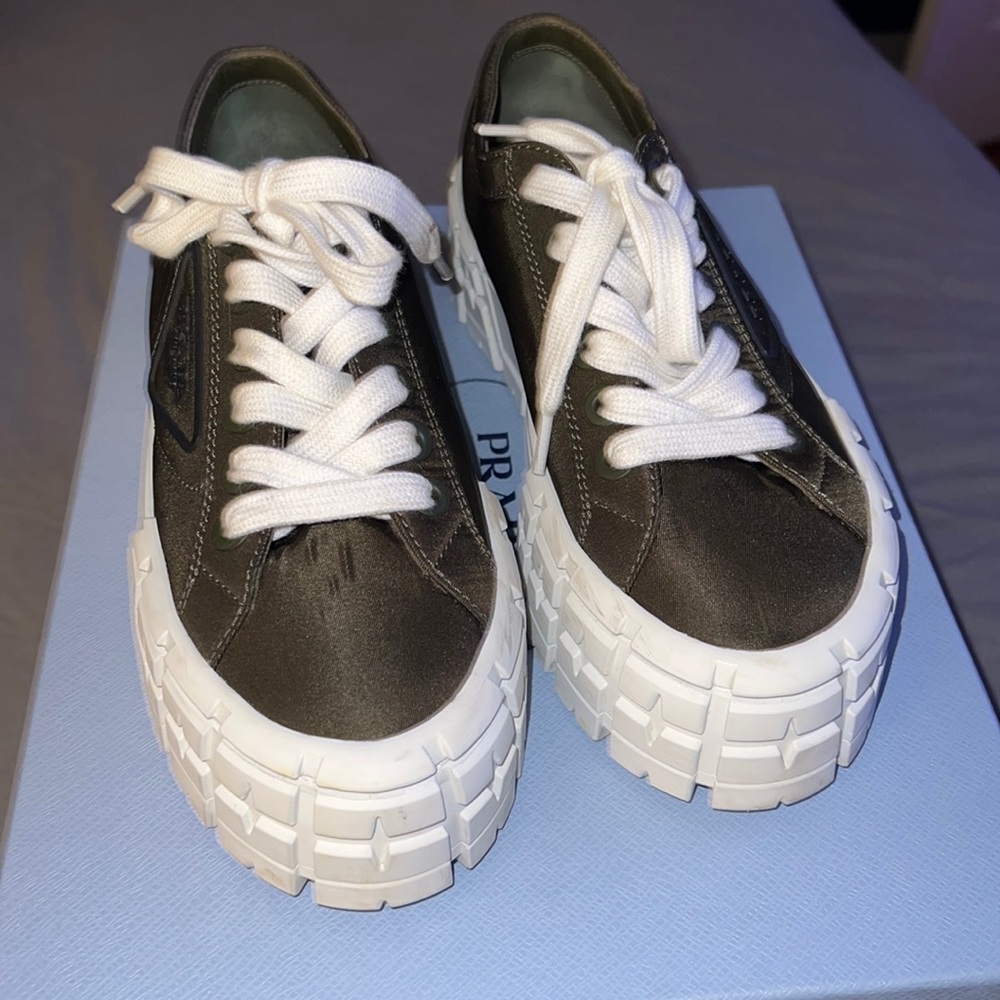 Prada Womens Size 37 Double Wheel nylon gabardine sneakers